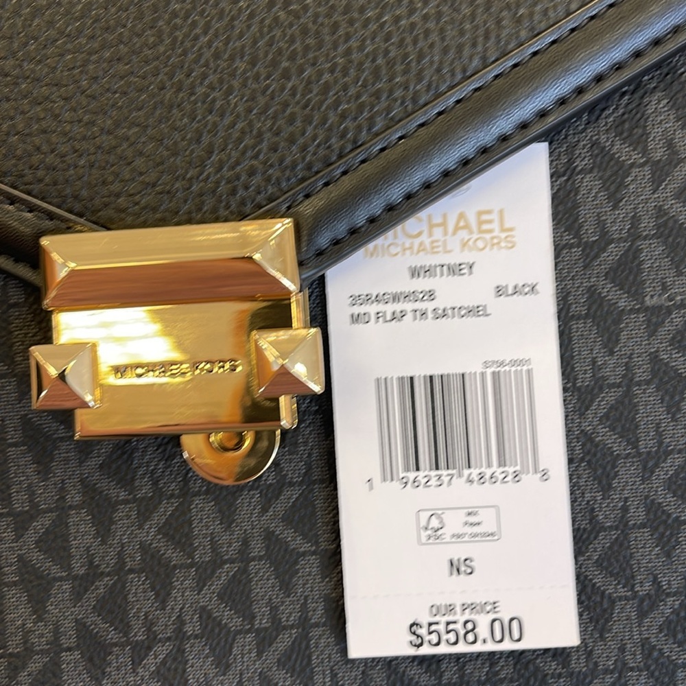 Michael Kors Whitney Medium Leather Flap Signature Satchel Shoulder Crossbody - Picture 11 of 16